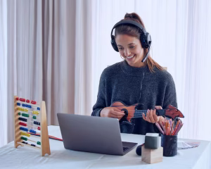 teacher affects eternity shot young teaching online lesson with her laptop home 590464 58651
