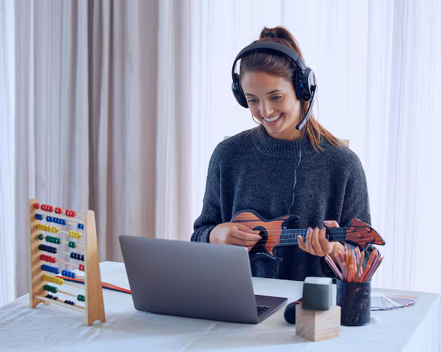 teacher affects eternity shot young teaching online lesson with her laptop home 590464 58651